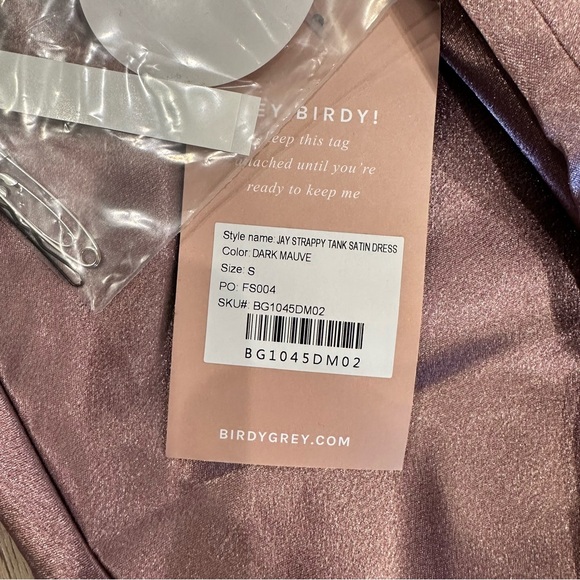 New Birdy Grey Dark Mauve Jay Shiny Satin Maxi Dress - Picture 8 of 8